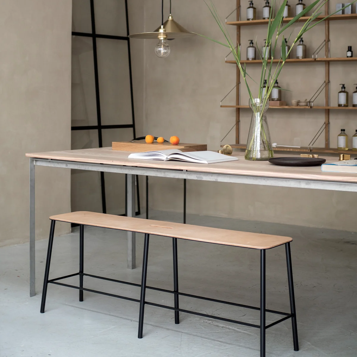 Frama - Adam Bank, 120 x 46 cm, Eiche / schwarz
