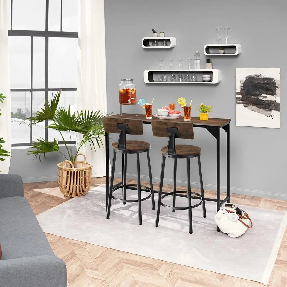 tectake Barkrukken Poole, Industrieel Hout Donker, Rustiek