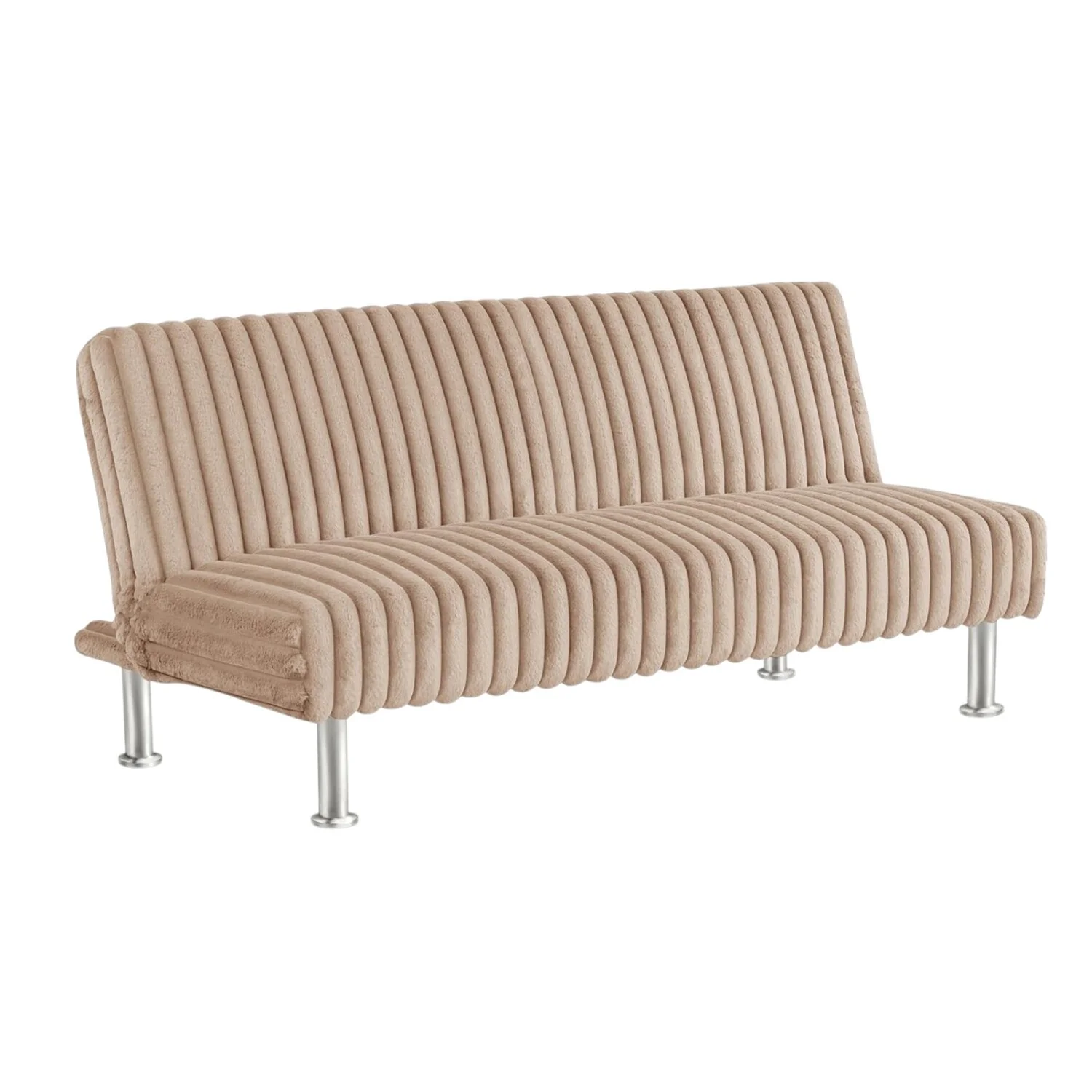 Upholstered Futon Sofa Bed with Metal Legs