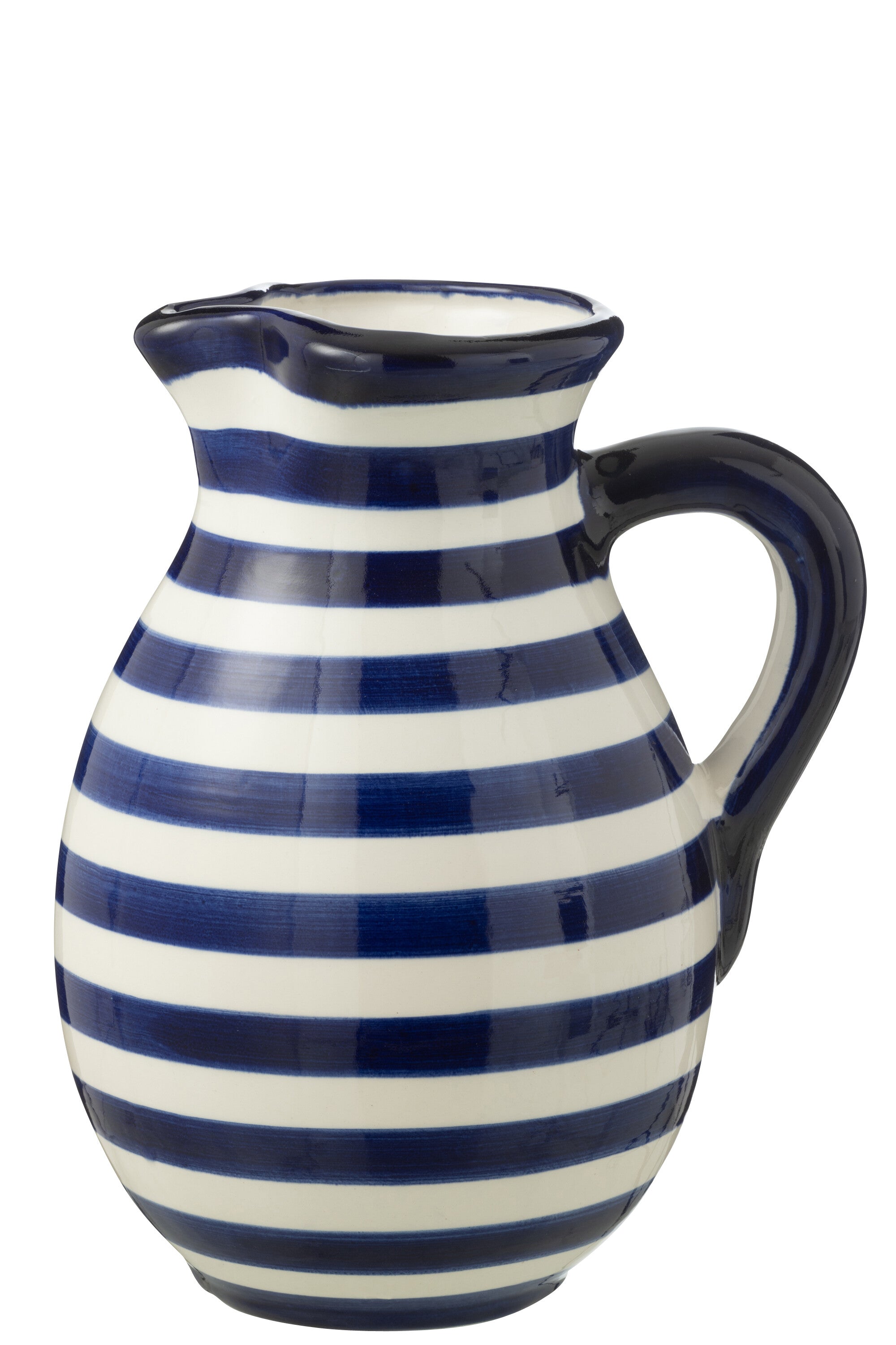 J-Line kruik Granada Stripes - keramiek - wit/blauw - large