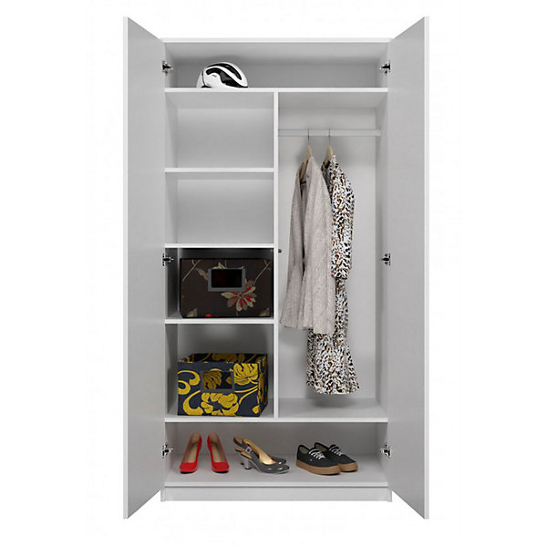 ESME - Armoire double style scandinave - 2 portes - 90x50x180 cm - BLANC
