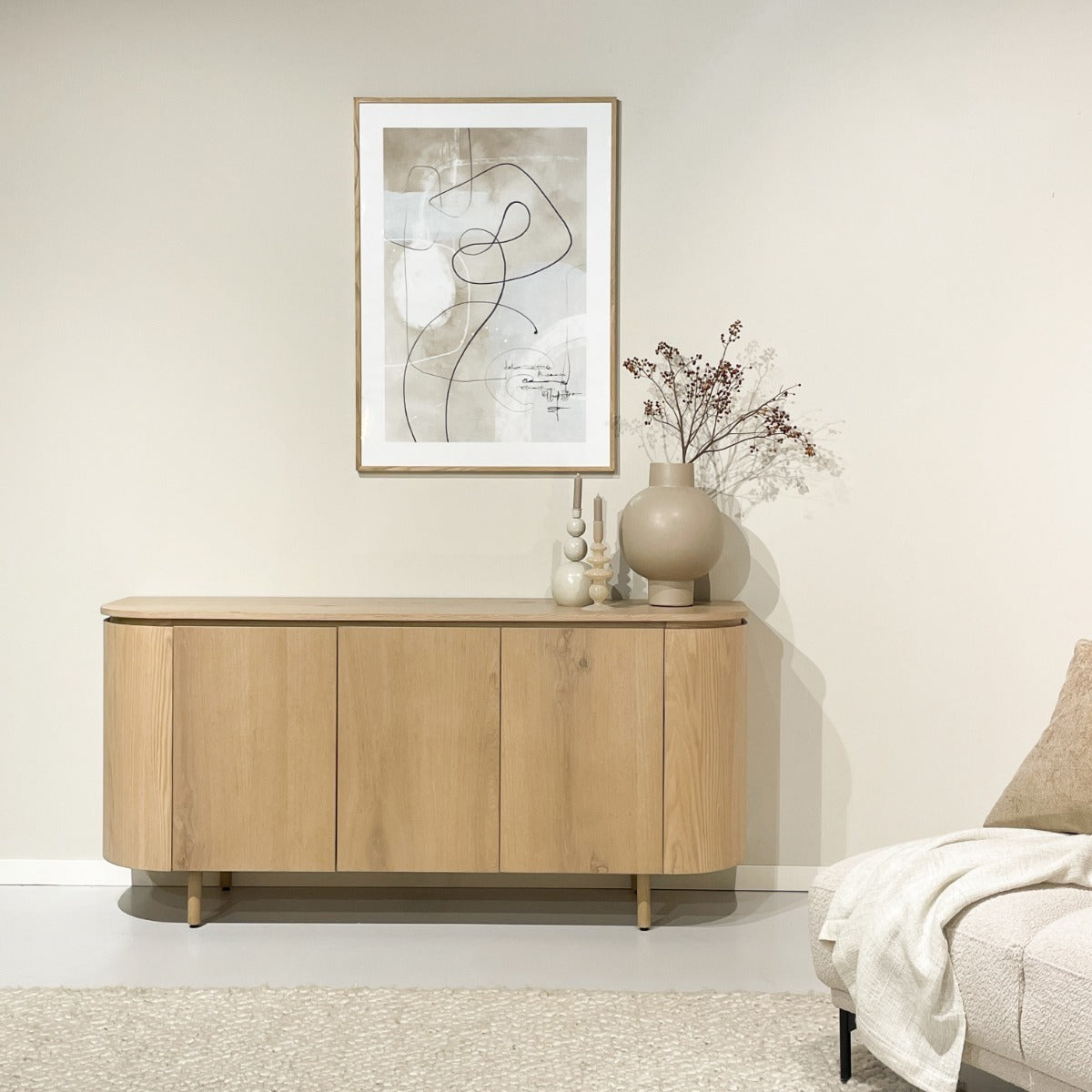 Livingfurn - Dressoir Naturel Eiken - 170x43x81cm - Tobago