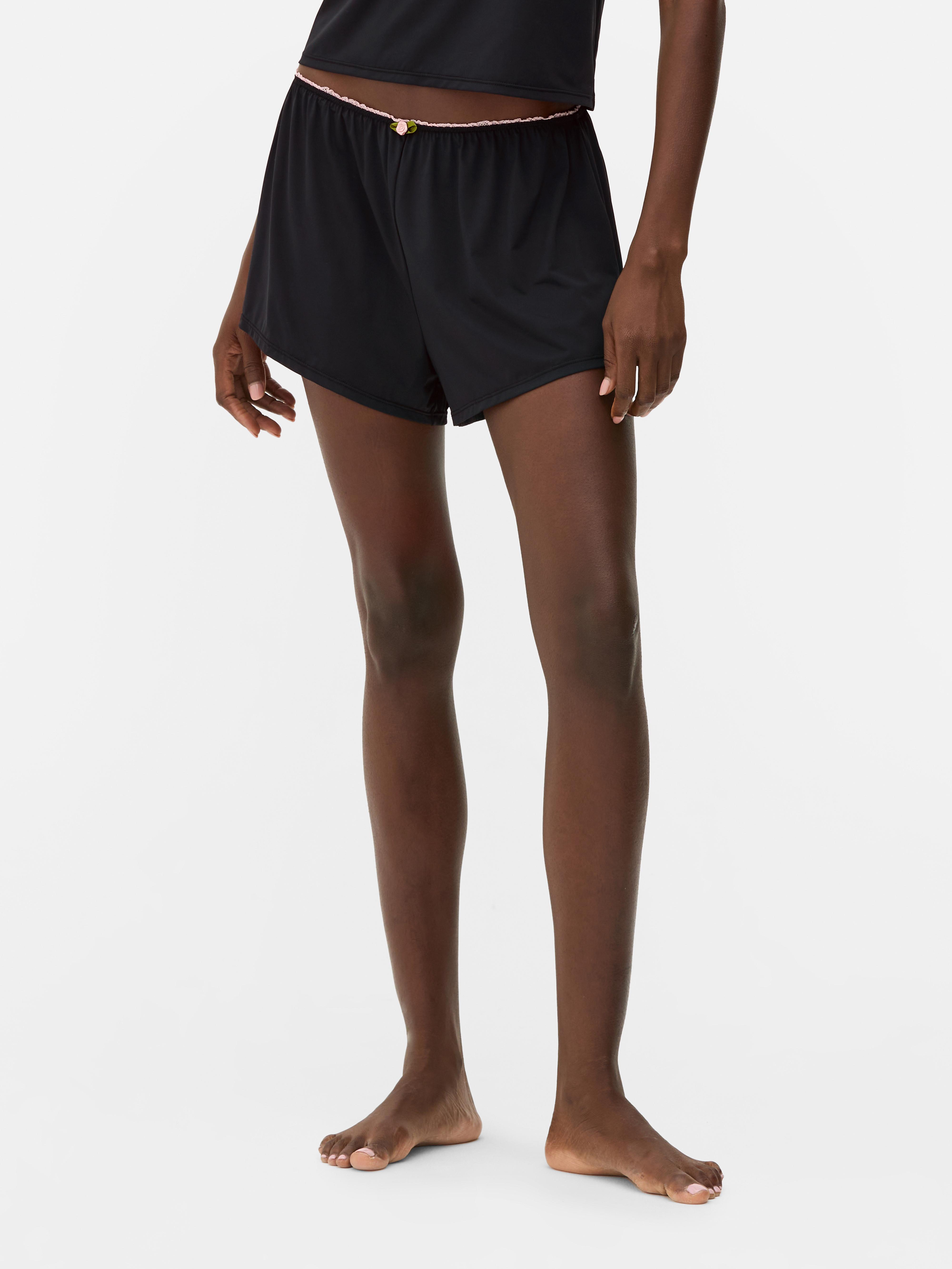 Lace Trim Pajama Shorts