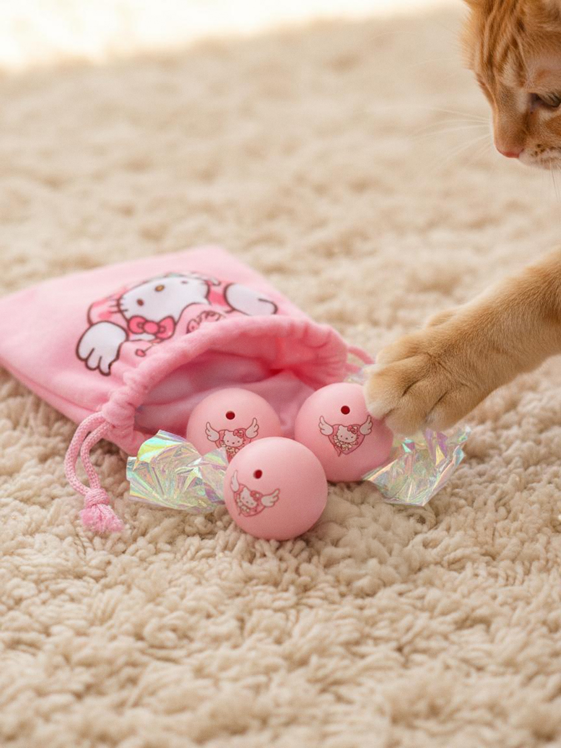 Zestaw worek i piłki dla kota Hello Kitty 5 pack
