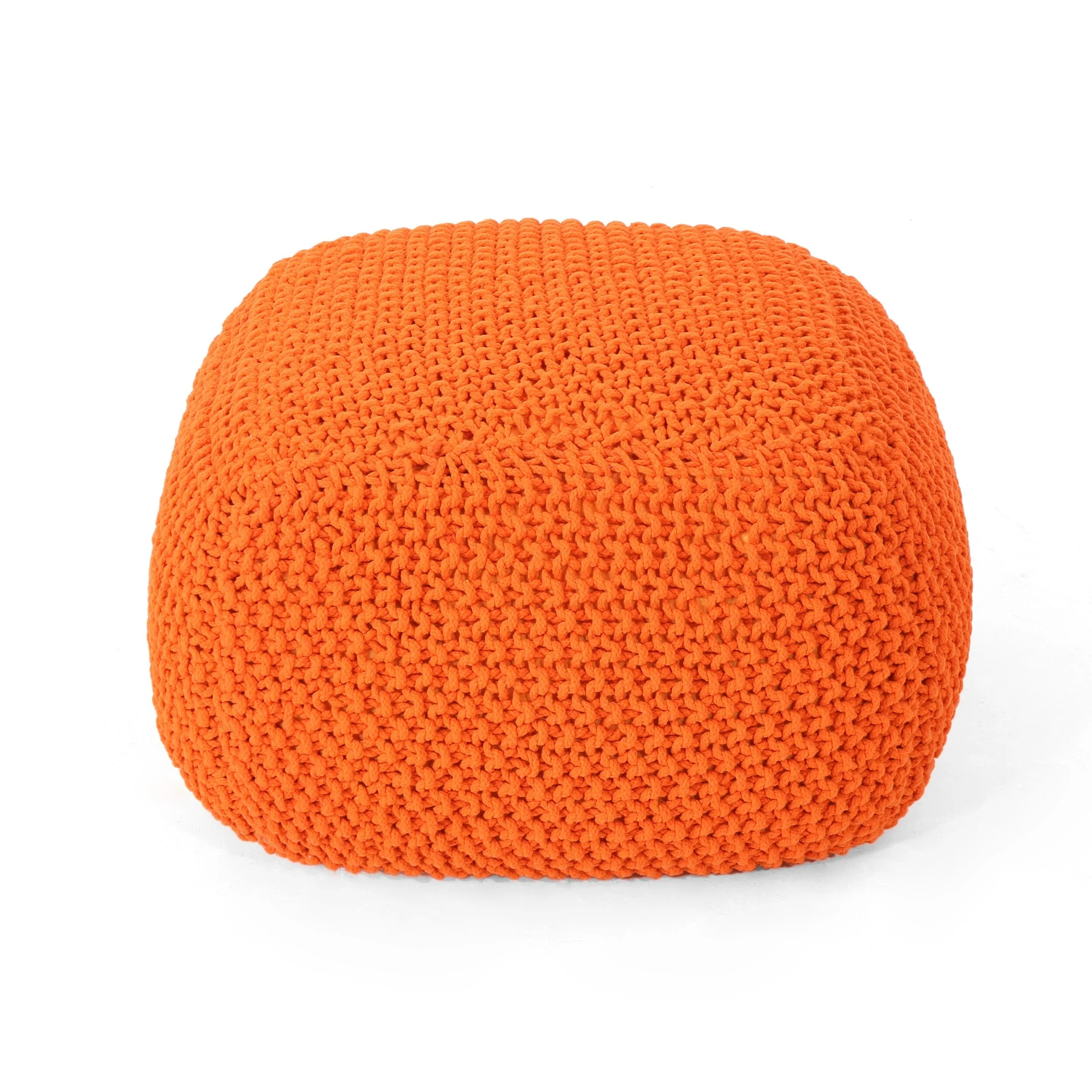 Orange 20.5 Cotton Foot Stool with Easy-to-Clean Knitting