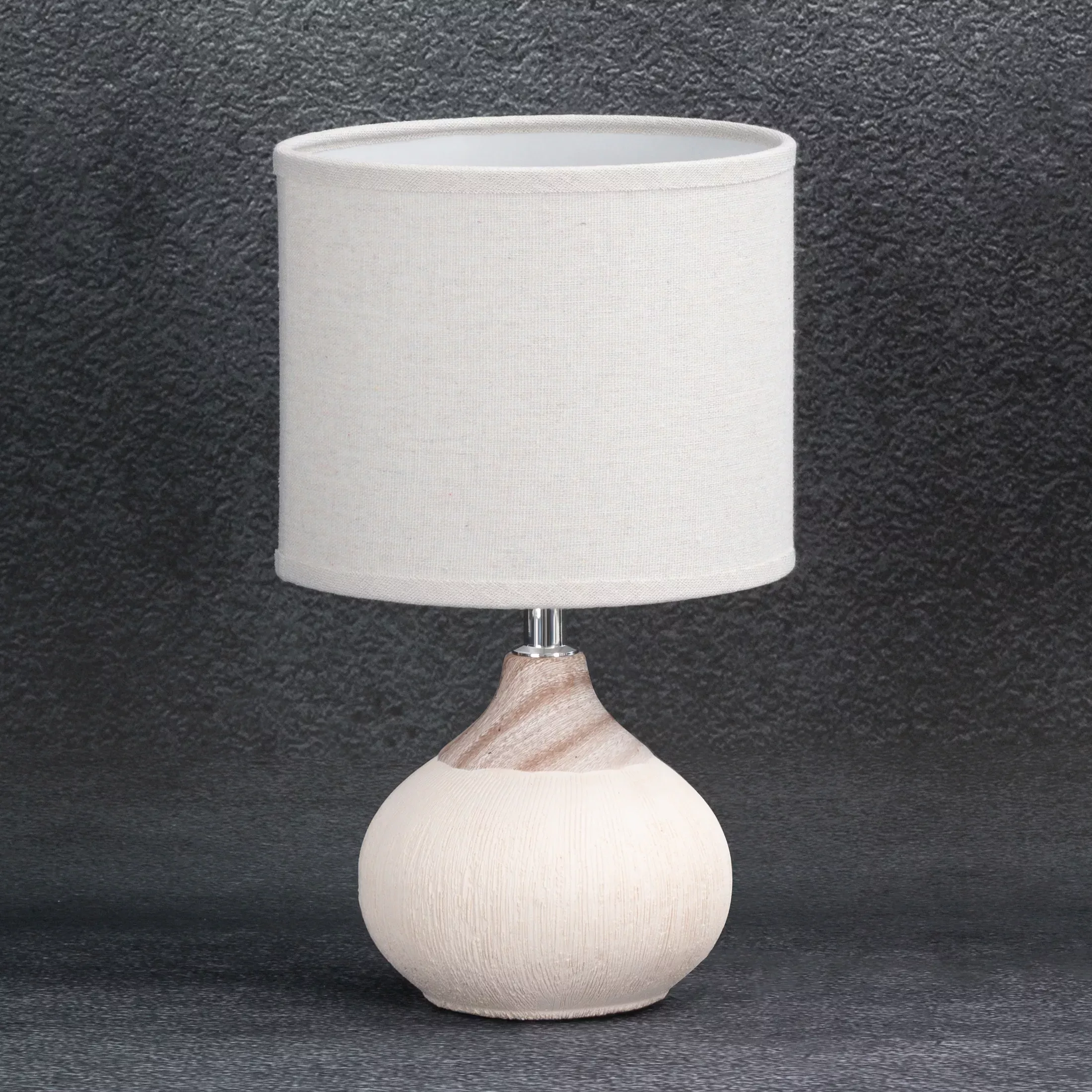 Lampa ceramiczna kremowo-beżowa z matowym abażurem średnica 18x32 cm AMIRI