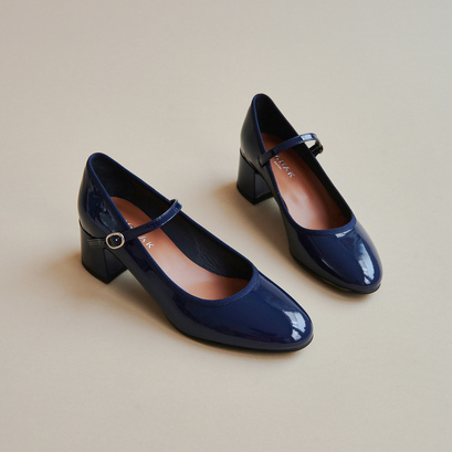 Babies à talonsen cuir verni bleu | DALMATIE