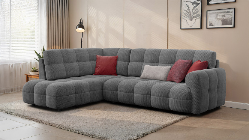 MELLOW sofa narożna 5 osobowa lewa, szara