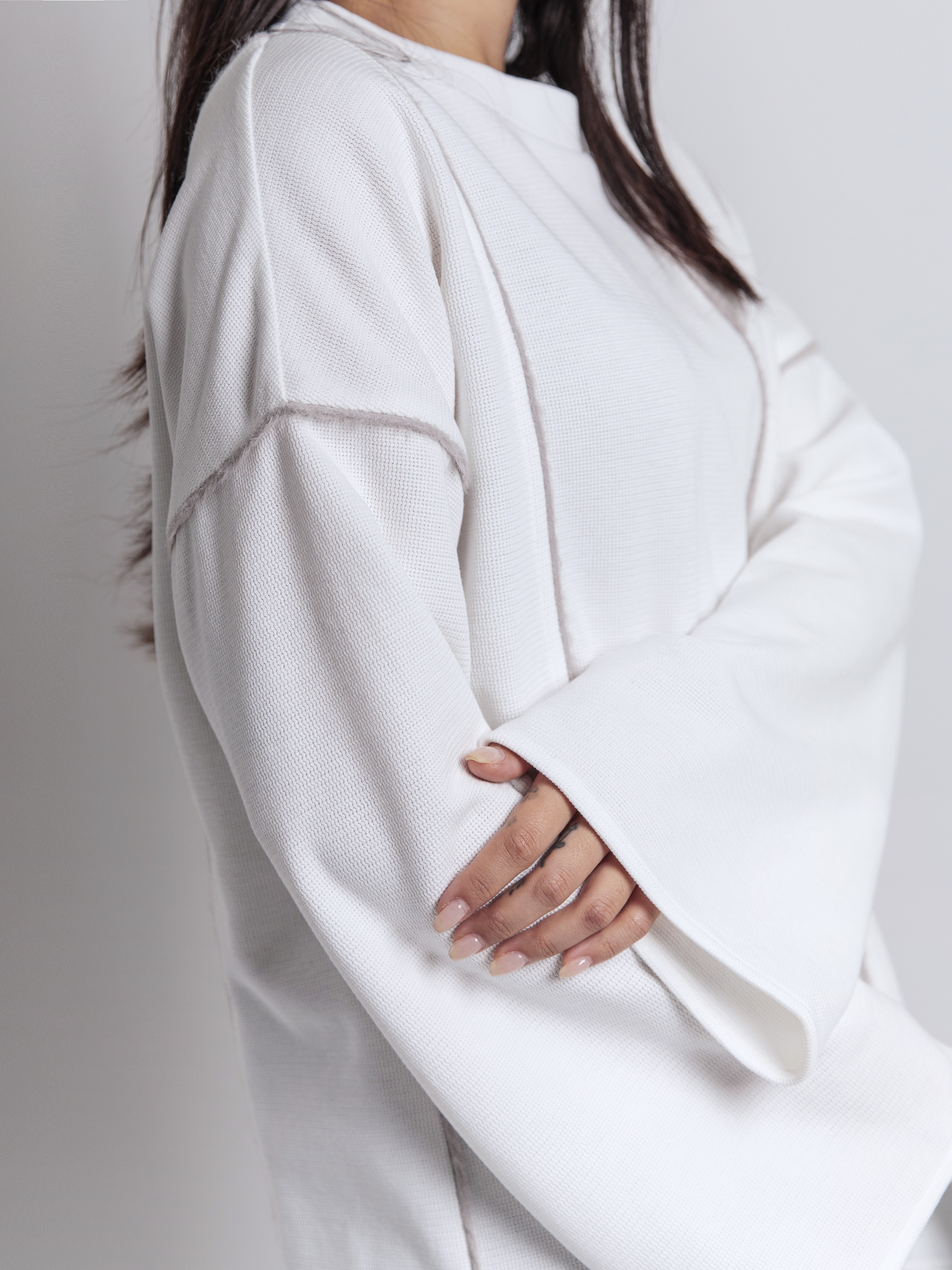 Oversized fluffy trim top - 25WRT225A