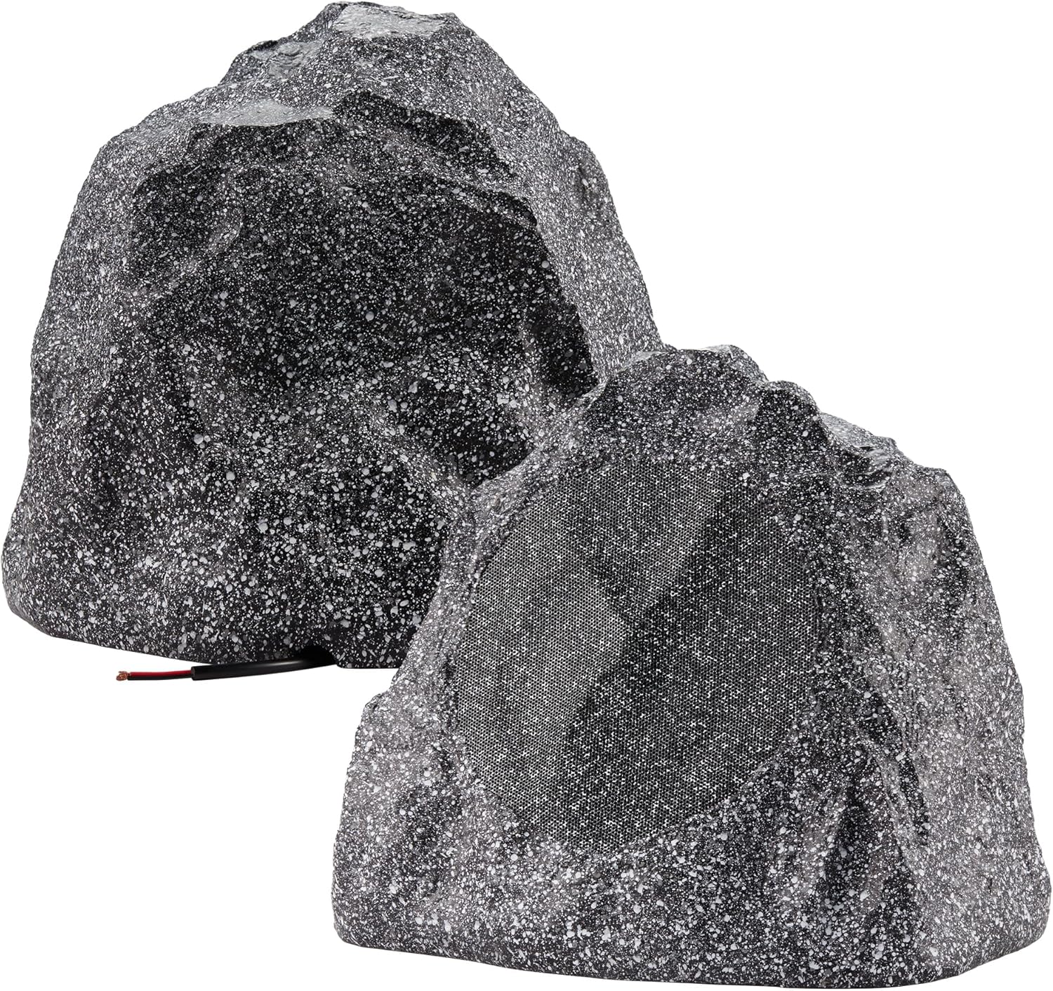 Theater Solutions 2R8G Outdoor Granite 8 Rock 2 Speaker Set for Deck Pool Spa Yard Garden