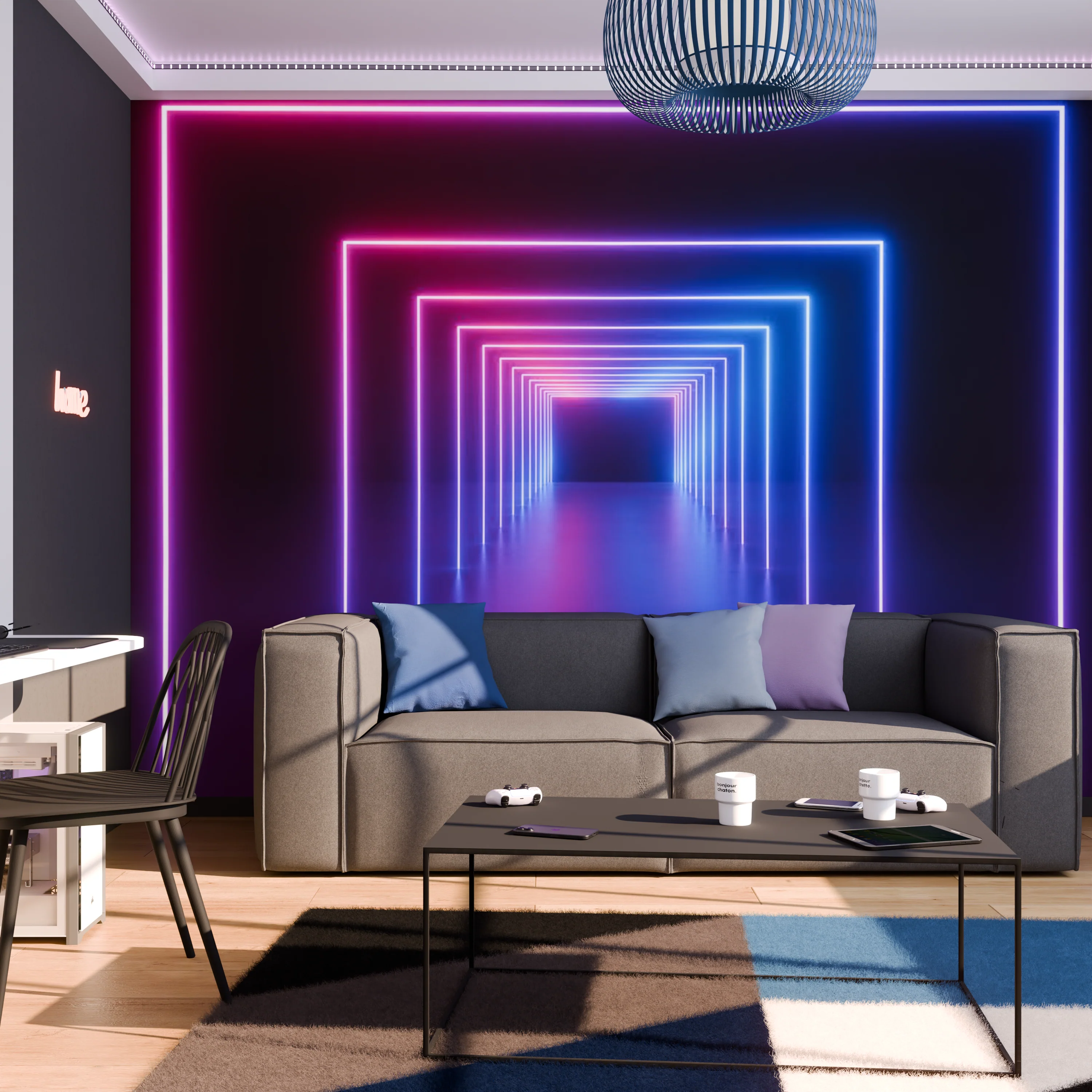 Papier peint panoramique XL NEON LIGHTS 350 x 255 cm