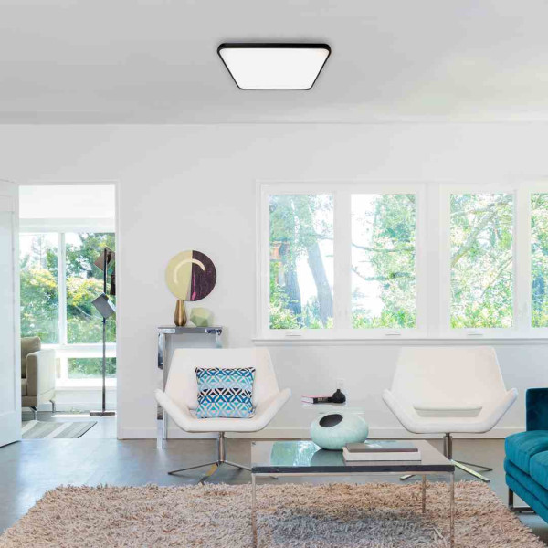Plafon FABIOkwadratowy czarno-biały LED 1x23W 37cm lm IP20 Milagro