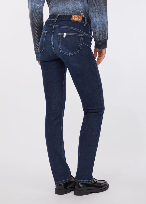 Jeans slim con strass