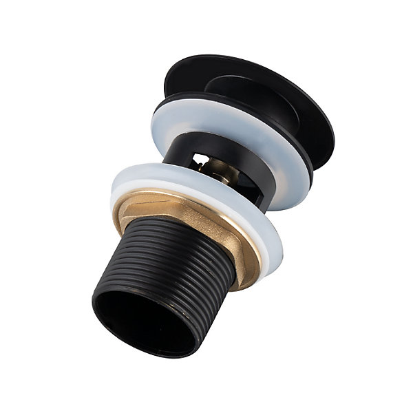 BALNEO - ensemble bonde de lavabo Klik Klak A avec trop-plein noire   siphon carré noir en laiton - kit pour lavabo