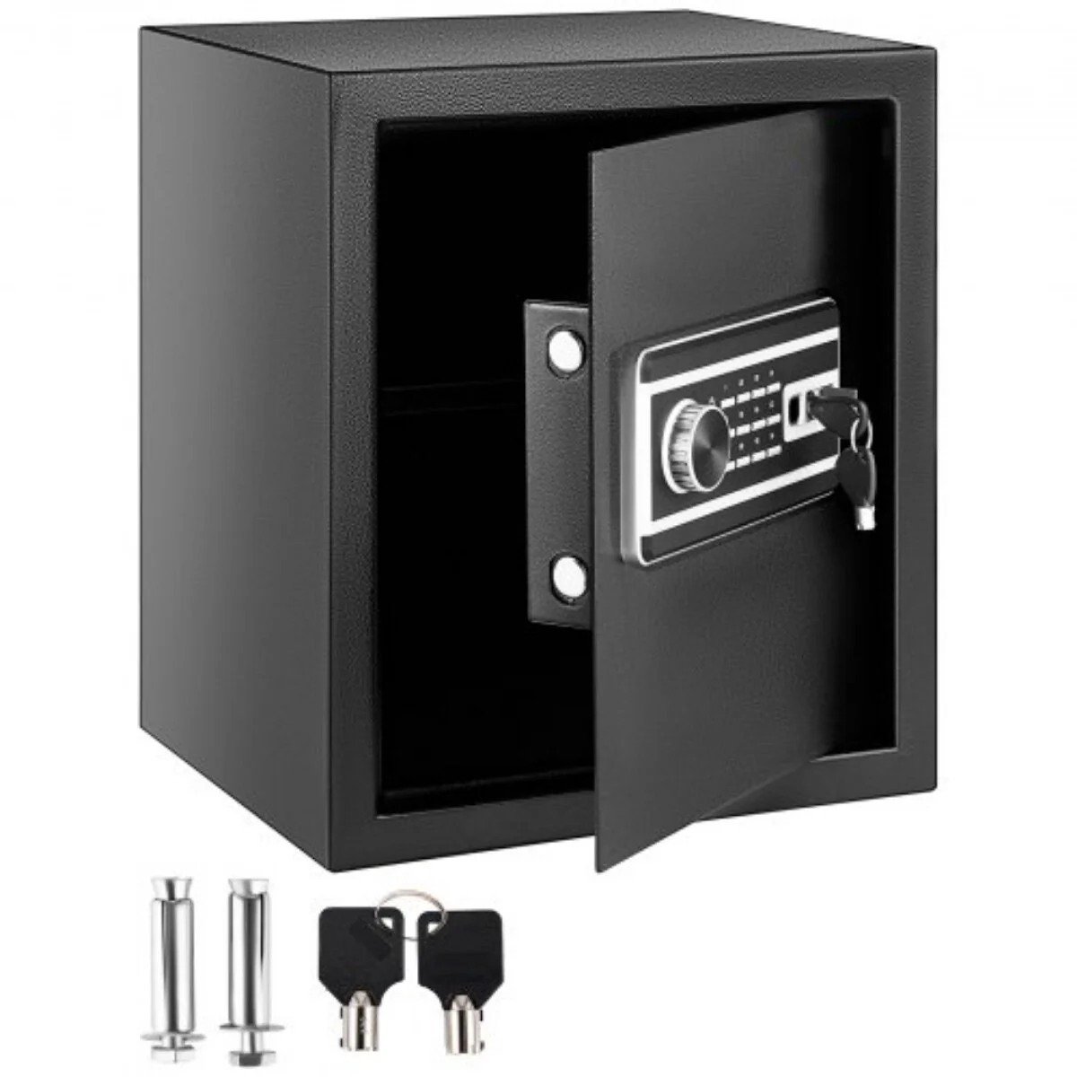 Black Steel Safe with Key, Fingerprint, Digital Lock and Wall Mounted