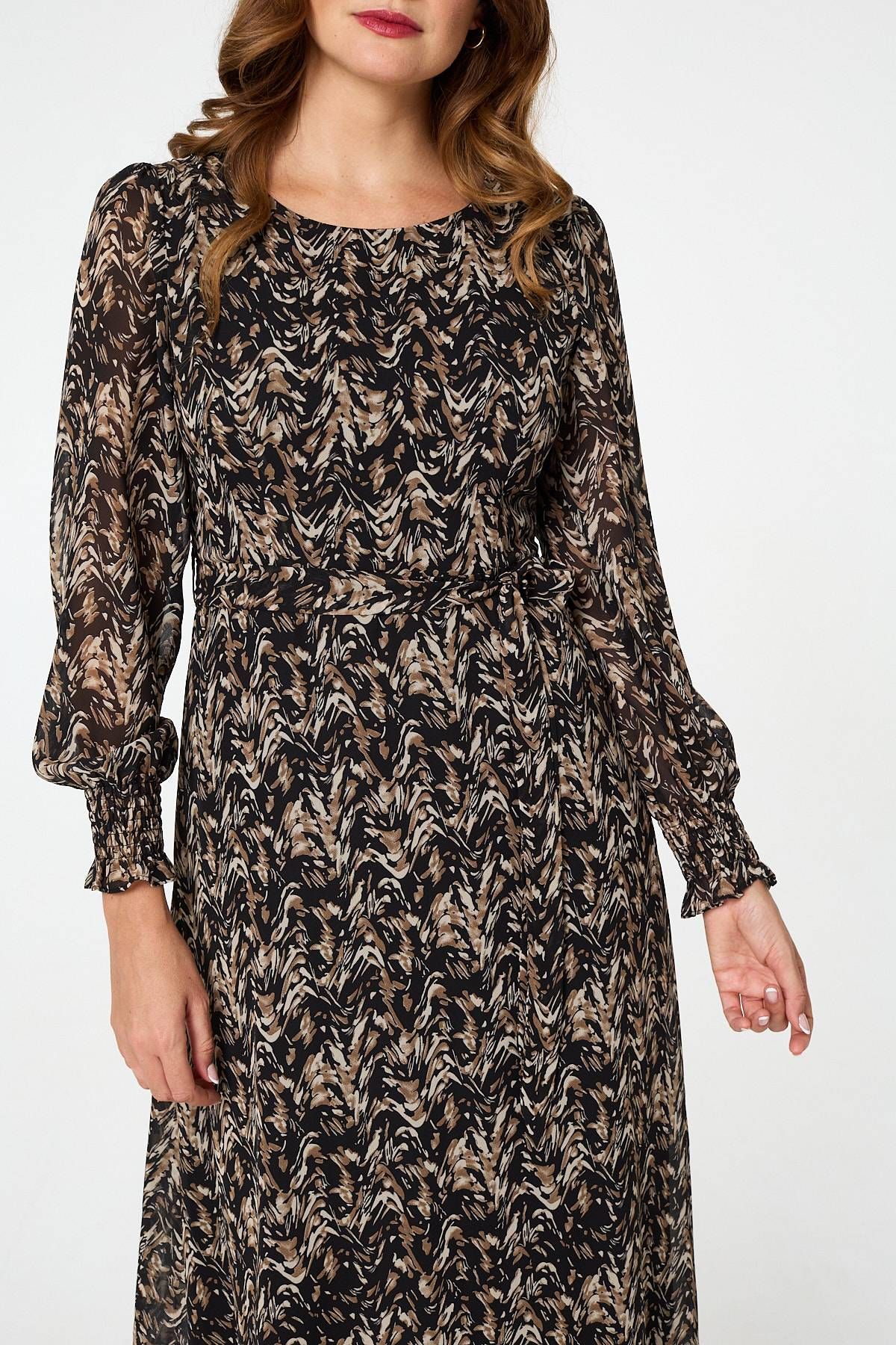 Izabel London Printed Long Sleeve Layered Maxi Dress