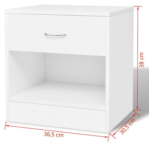 NNEVL Nightstand 2 pcs with Drawer White