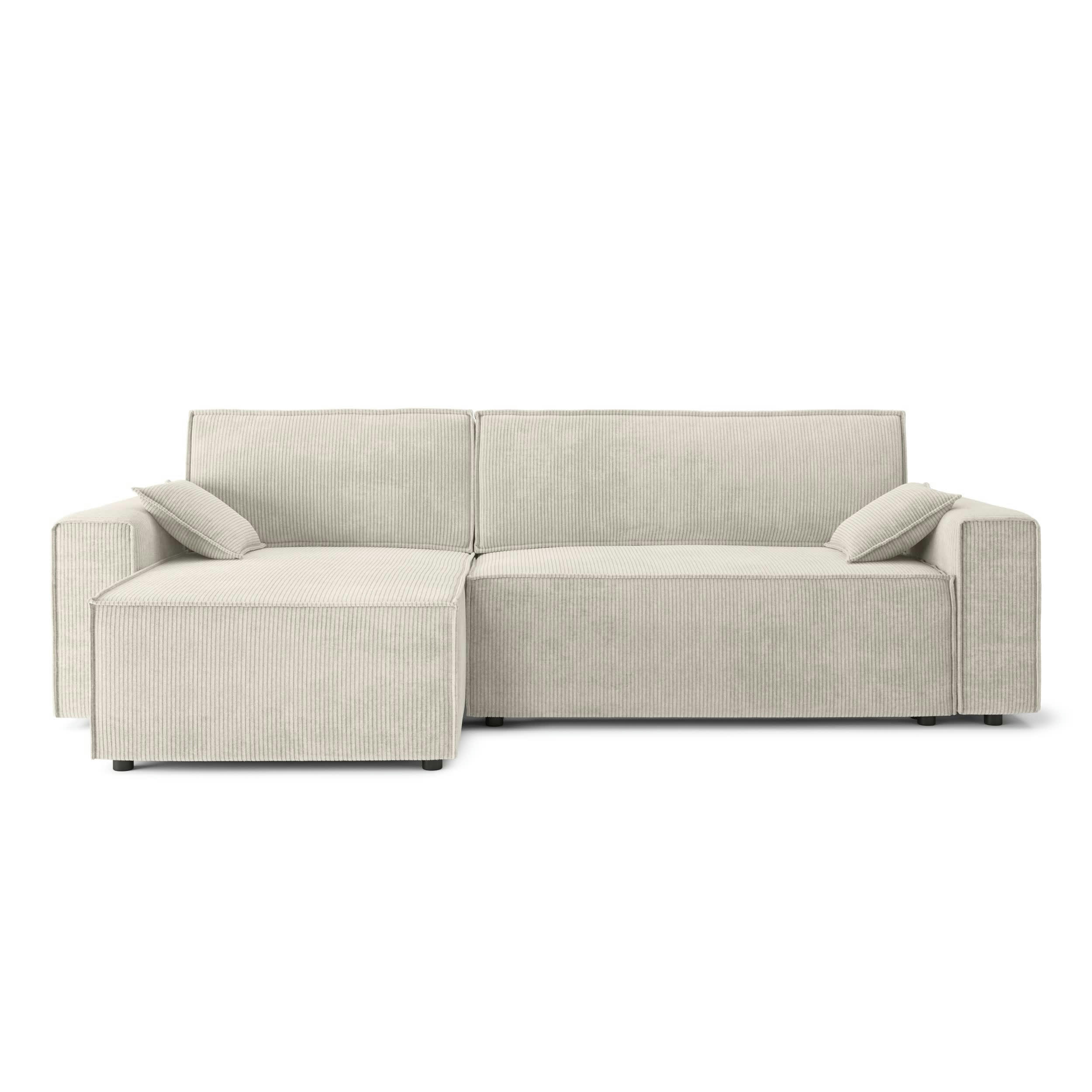 DURIF - Canapé d'angle convertible 4 places en velours côtelé beige