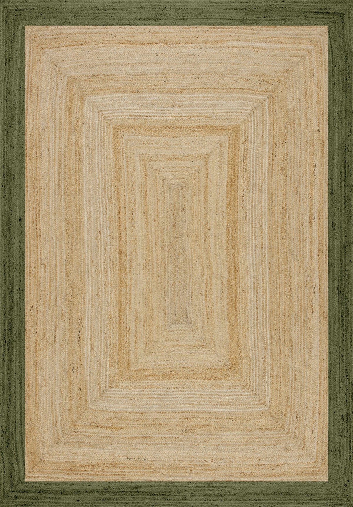 Mrcarpet jute vloerkleed - naturel/groen - 200 x 290 cm