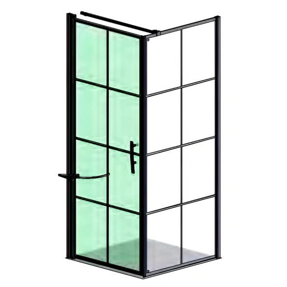 Duschkabine »Bl4ckline«, BxHxT: 90 x 220 x 120 cm, Fronteinstieg, Anschlag: links