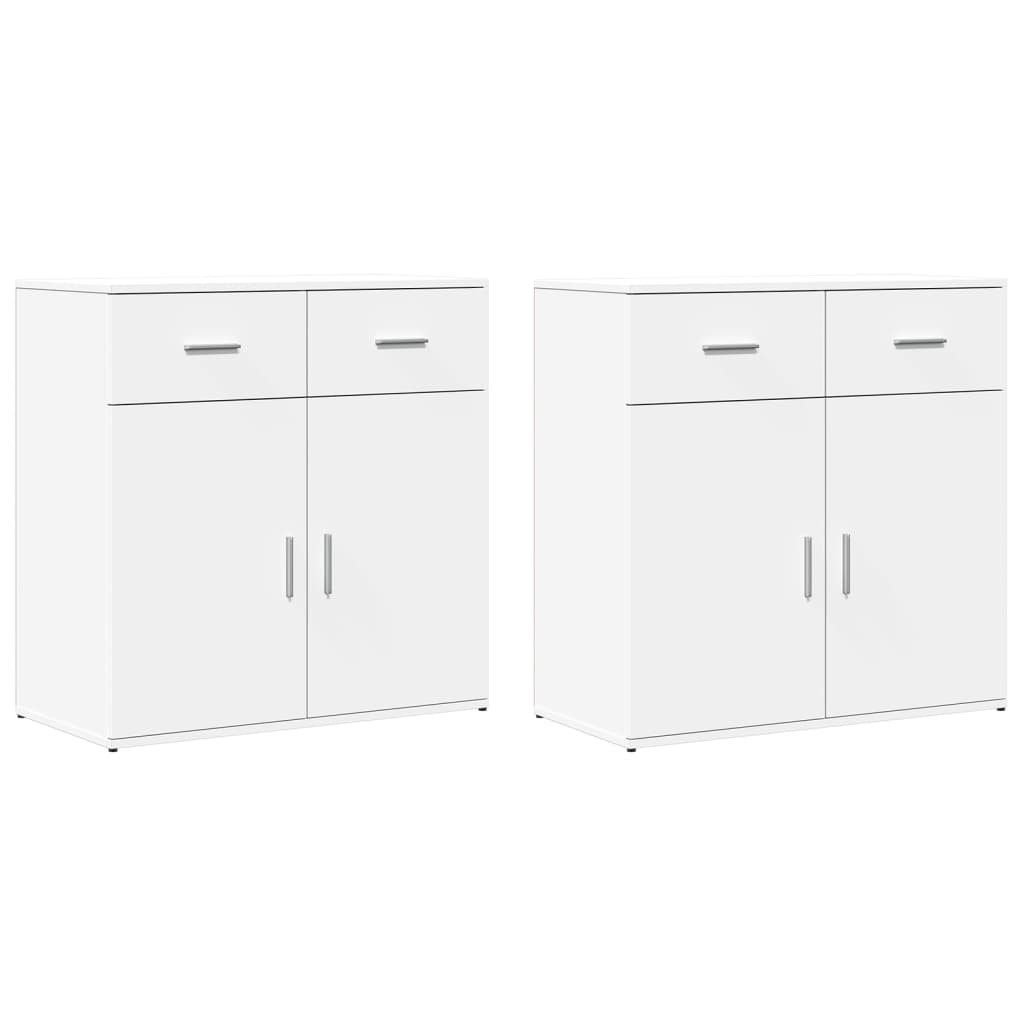 2x Szafka Biała z Drzwiami 79x38x80 cm do Salonu Pokoju Sypialni