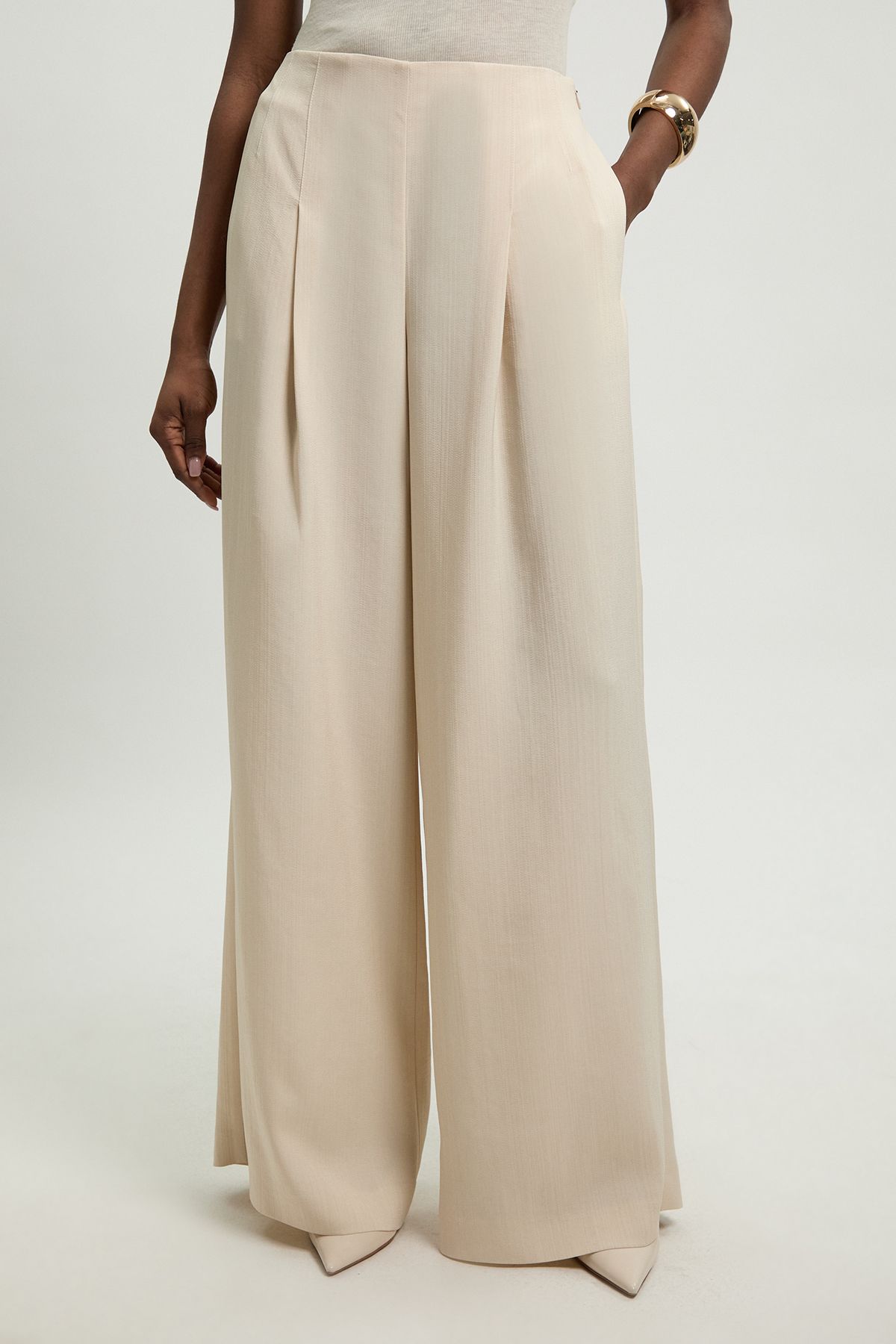 KarenMillen Viscose Blend Wide Leg Tailored Trouser