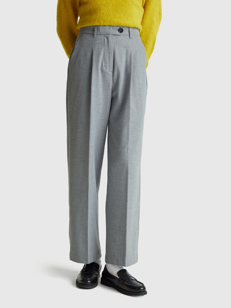 Wide flannel trousers