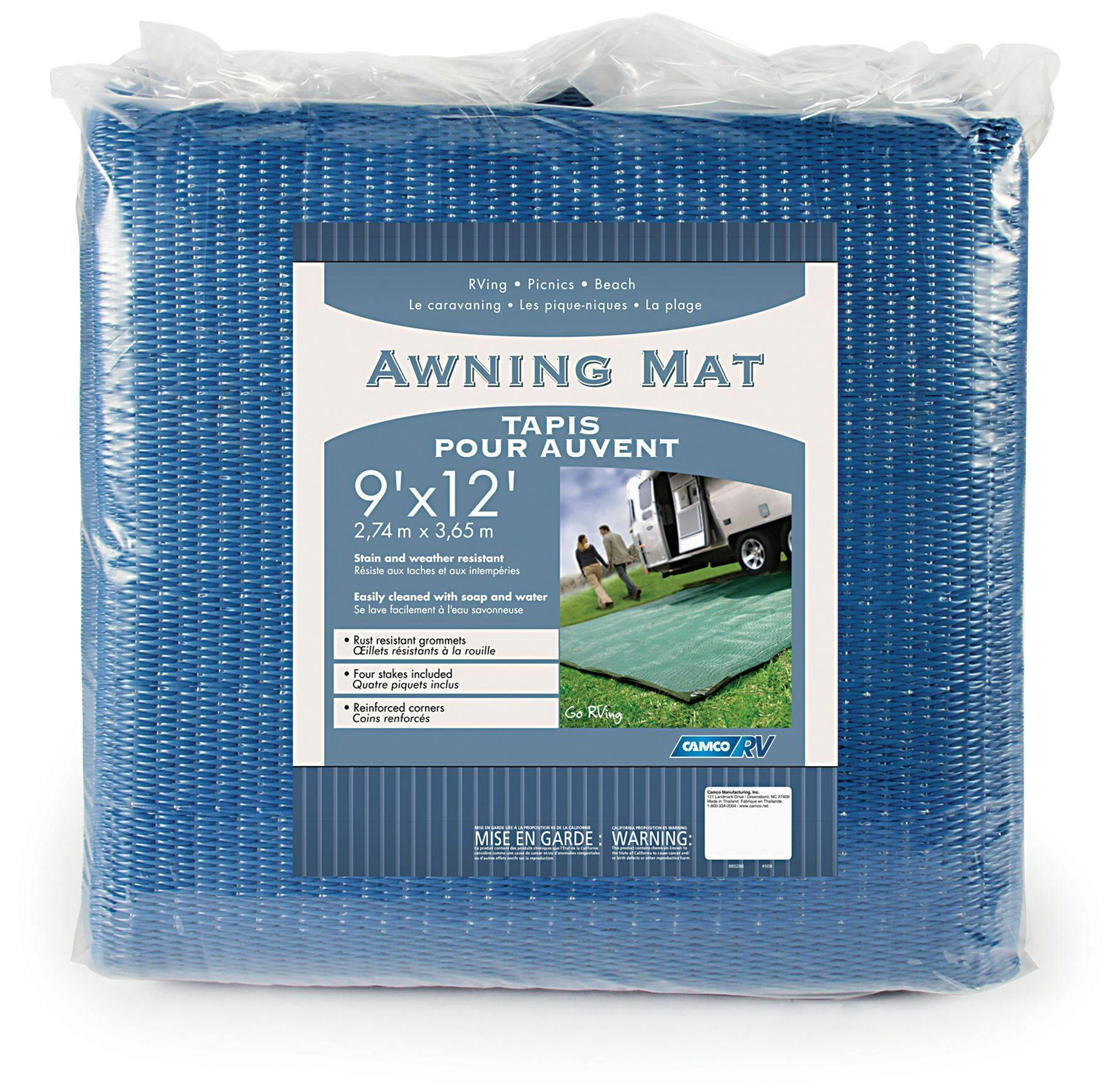 CAMCO 42821 Awning Leisure Mat, 9 x 12-ft, Blue Revirsable
