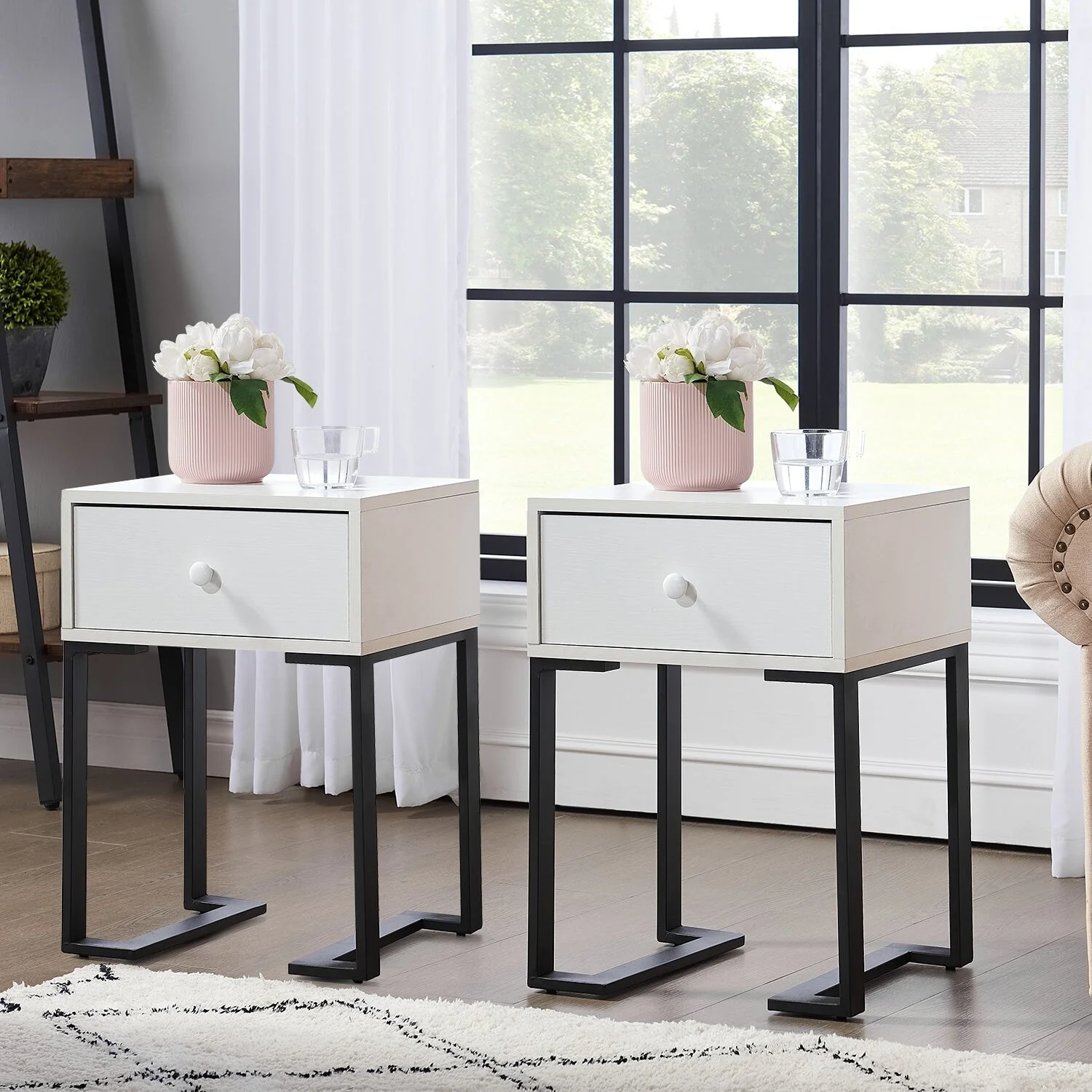 Taomika, (Set of 2) Modern 1-Drawer Wood Nightstand