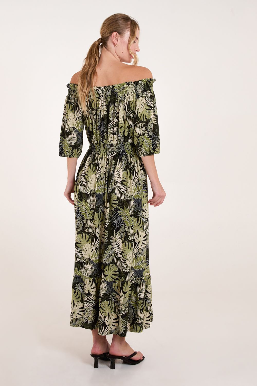 Blue Vanilla Bardot Elasticated Maxi Dress