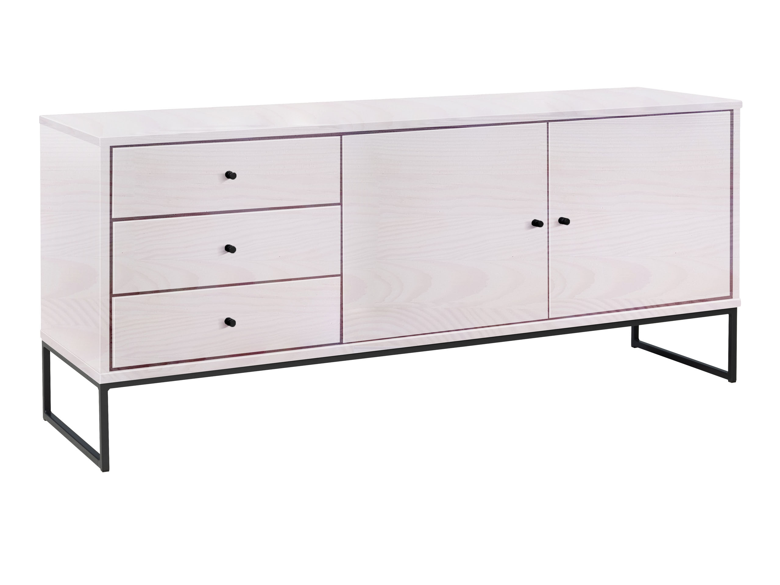 Komoda drewno i metal II MEGAN LOFT, kolor bielony