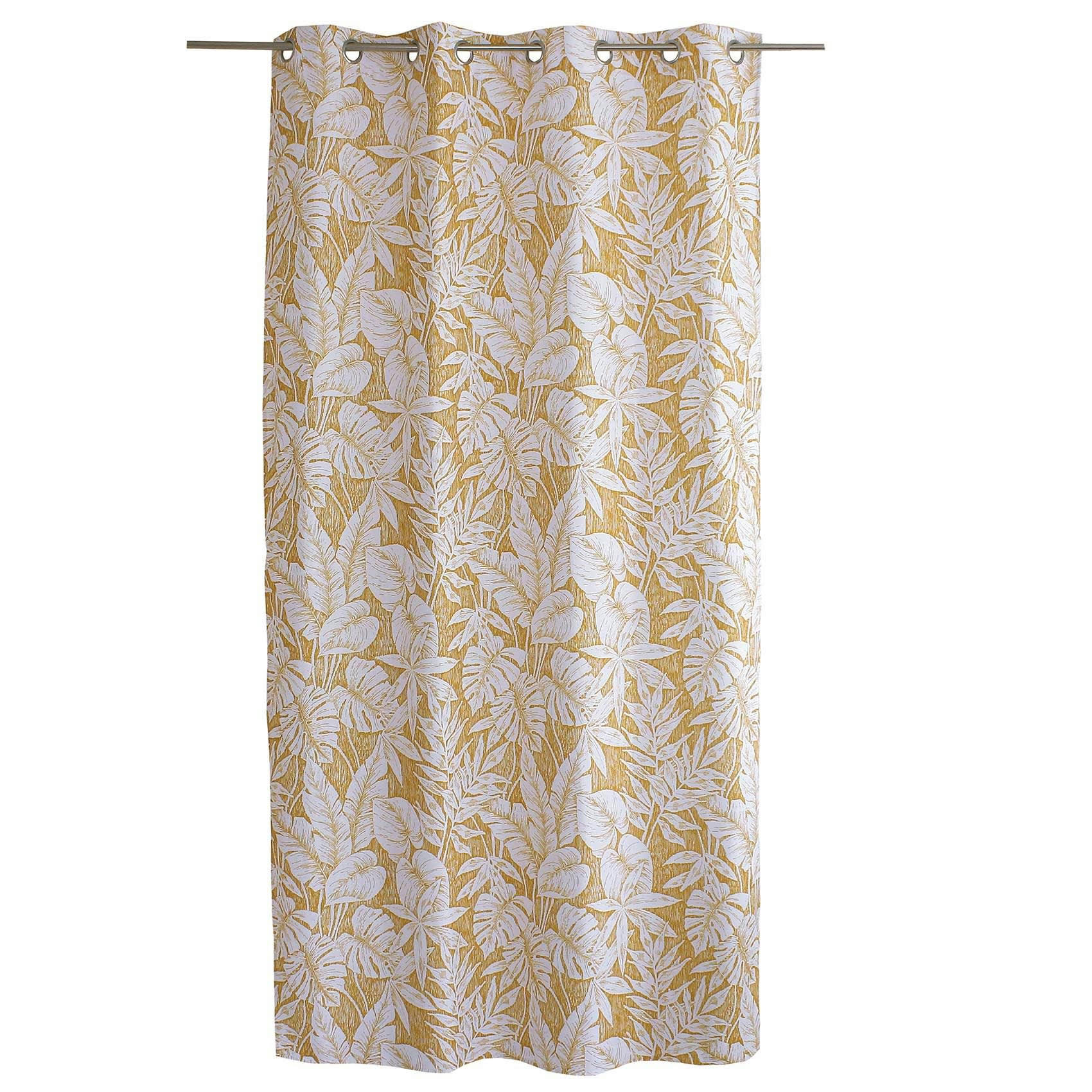 - Rideau tamisant au style exotique polyester jaune moutarde 135x240 cm