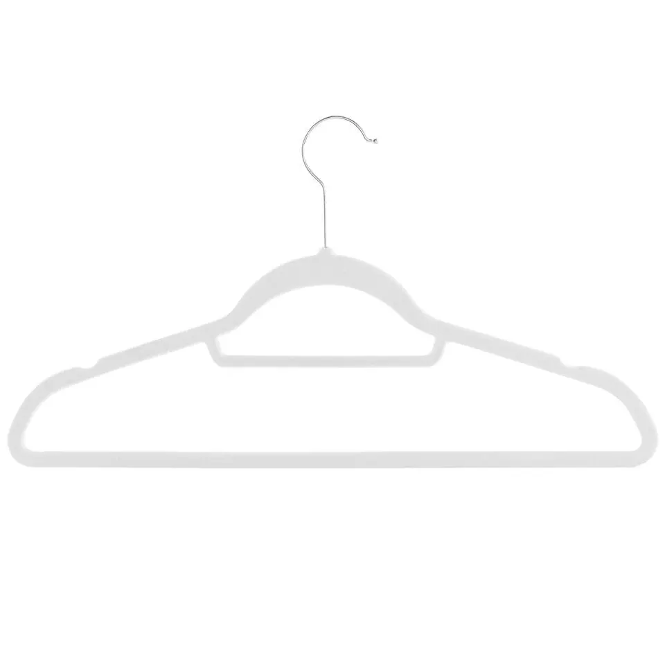 Set van 50 Kledinghangers met Fluweel - Ivoor Wit