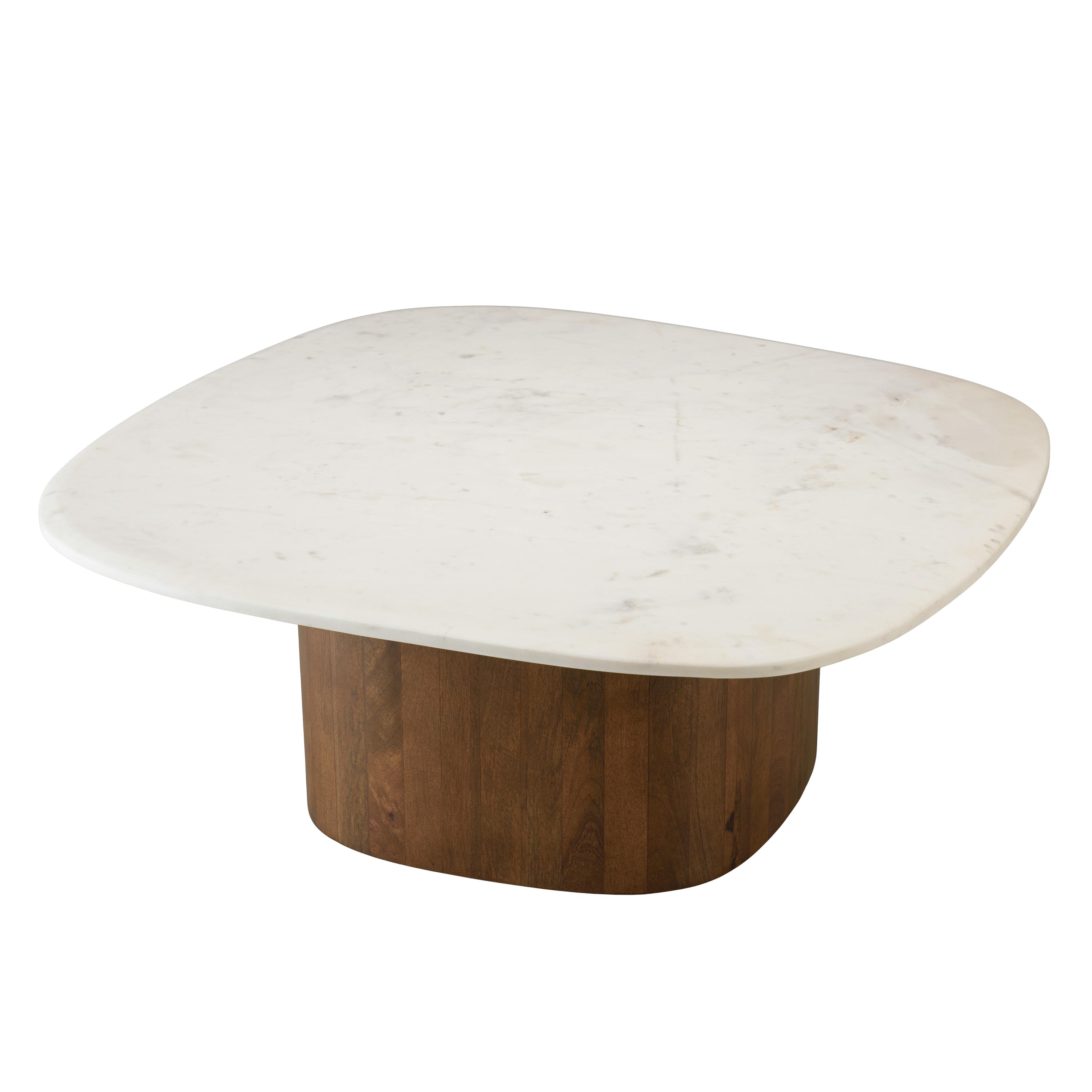 Table basse 80 cm plateau marbre blanc de Banswara TOSCA