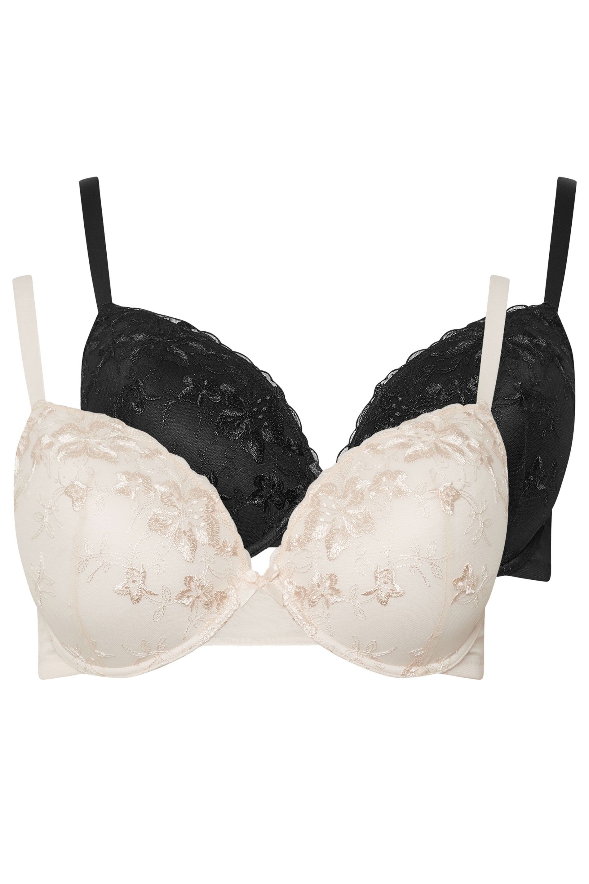 Yours 2 Pack Floral Lace Embroidered Padded Bras