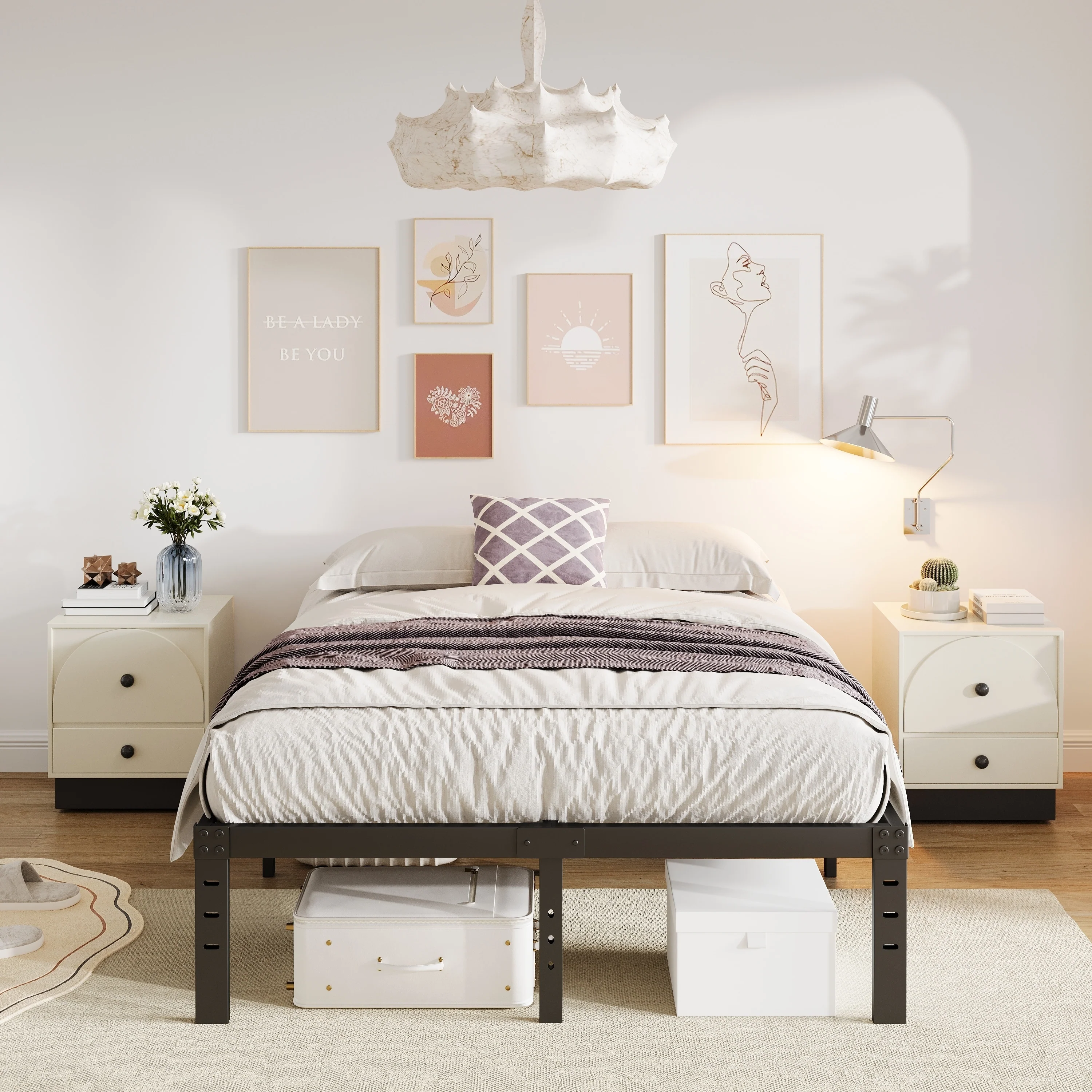 18 Inch Heavy Duty Bed Frame, No Box Spring Needed, Noise Free