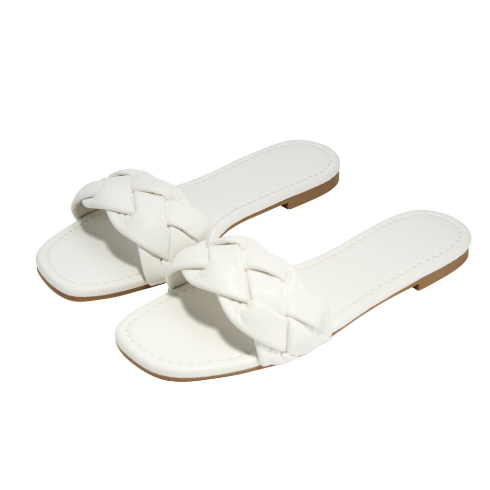 Sandales femme tressées simili blanc 39/40