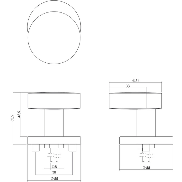 Türknopf, rund D.54 mm