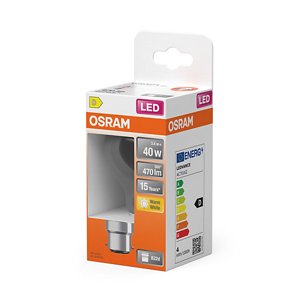 OSRAM Ampoule LEDStar Classic à filament 3,4 W transparente B22d