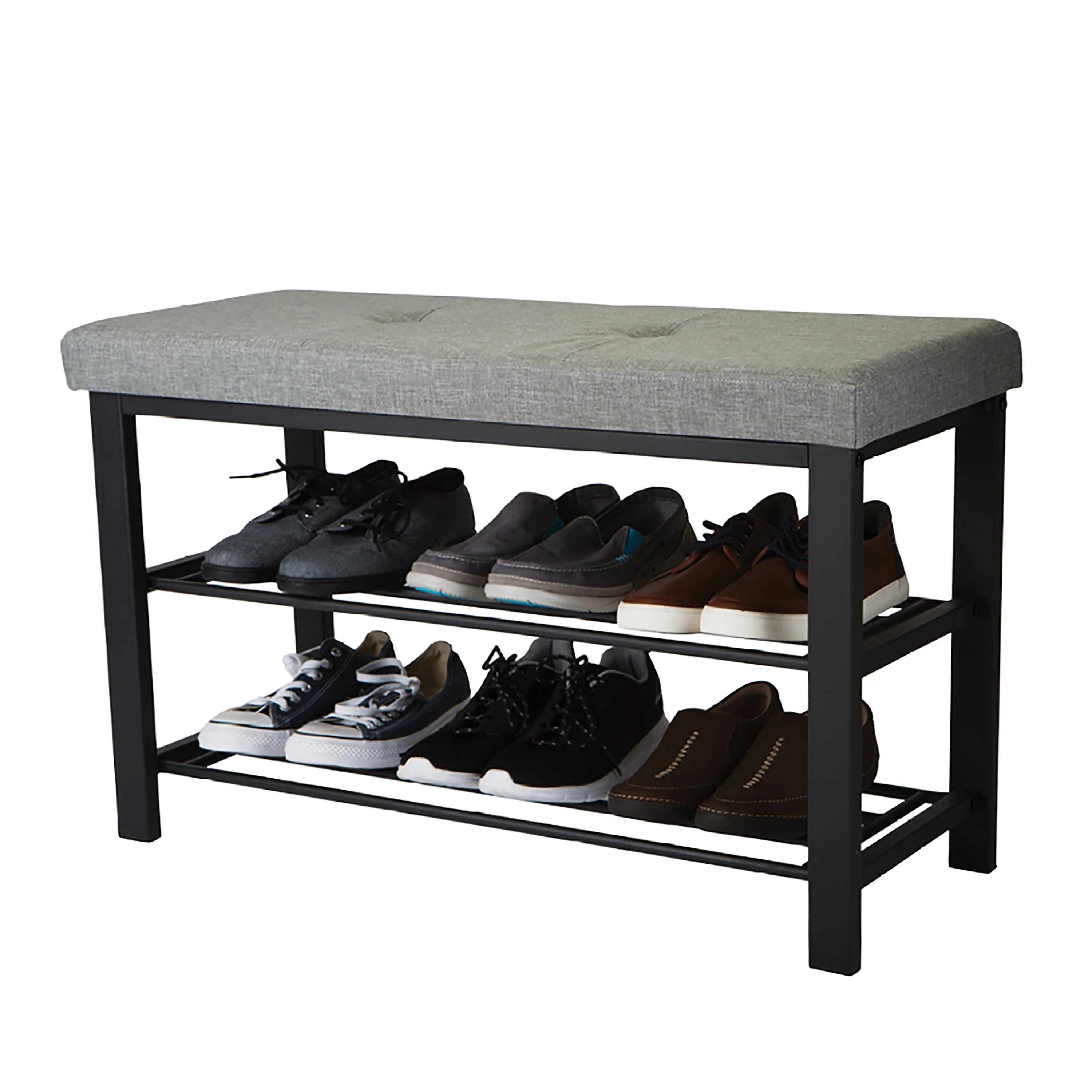 Simplify Entryway Bench with Shoe Storage in Grey - 32x 12.6x 18