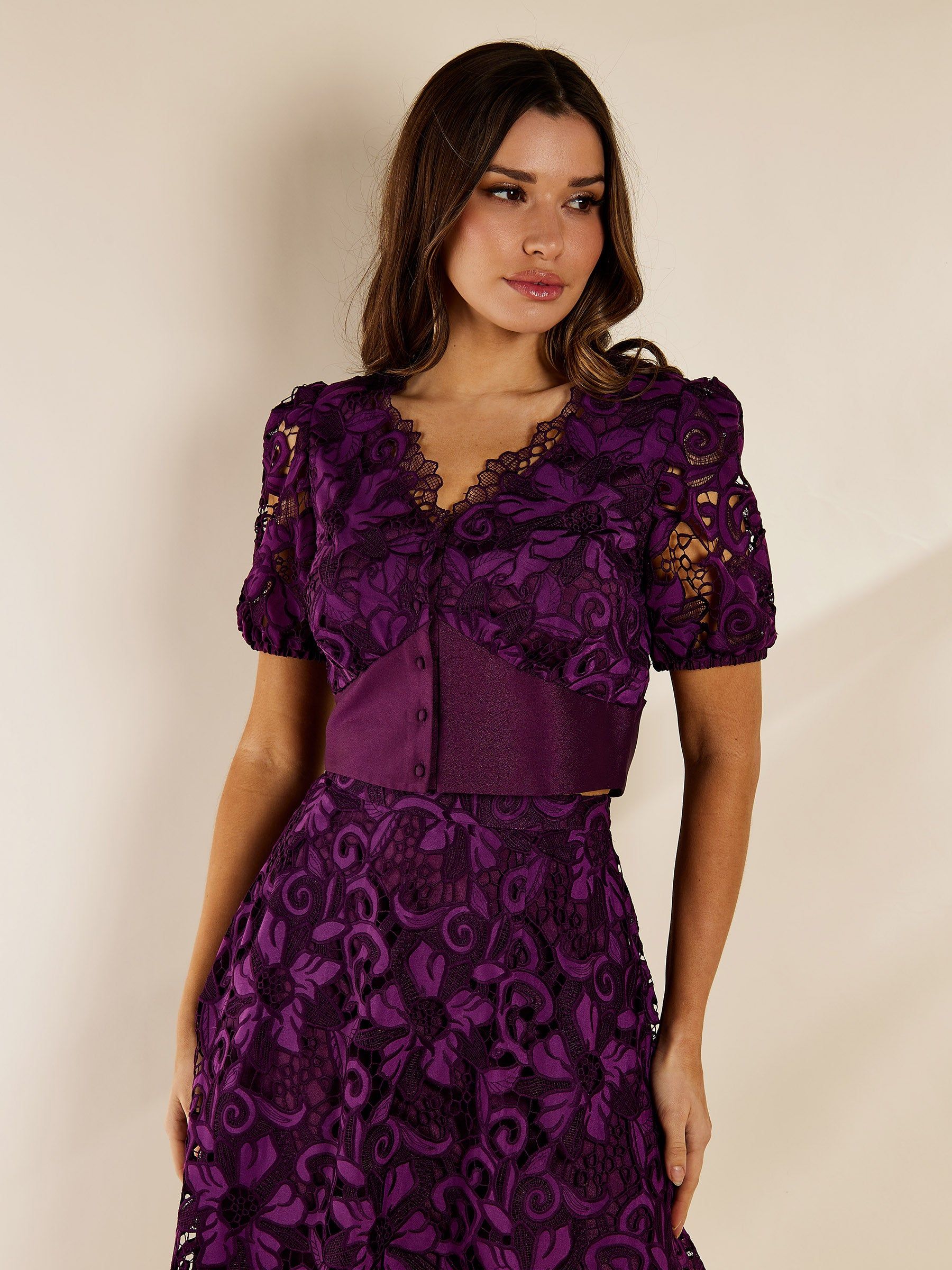 GWD by GEORGE W. DAVIES GWD Paola Purple Lace Top