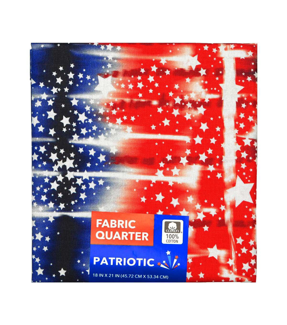 18 x 21 Tie Dye Star Stripe Cotton Fabric Quarter 1 pc