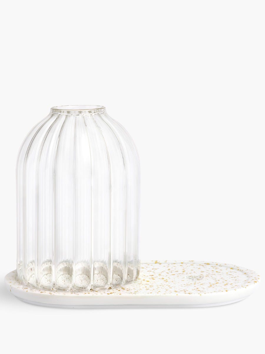 Speckled Gold Ribbed Candle Holder