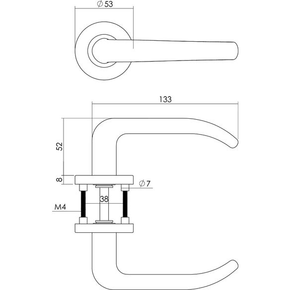 Türdrücker, D.53x8mm PZ-Rosetten