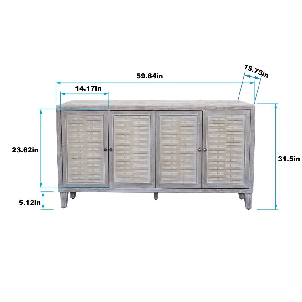 Accent Cabinet 4 Door Wooden Buffet Cabinet