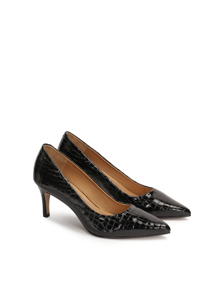 Patent leather pumps with a medium heel