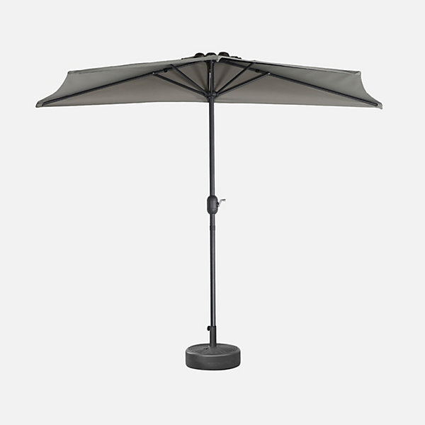 Demi-parasol de balcon kaki 250cm droit mat central en aluminium