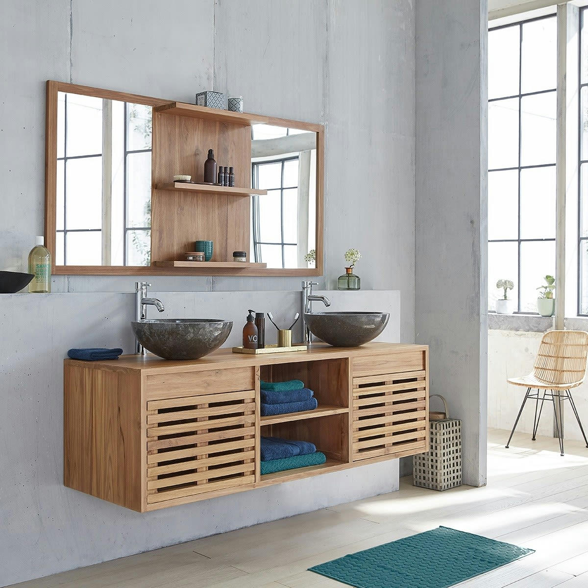 RIO - Meuble double vasque en teck massif 160 cm