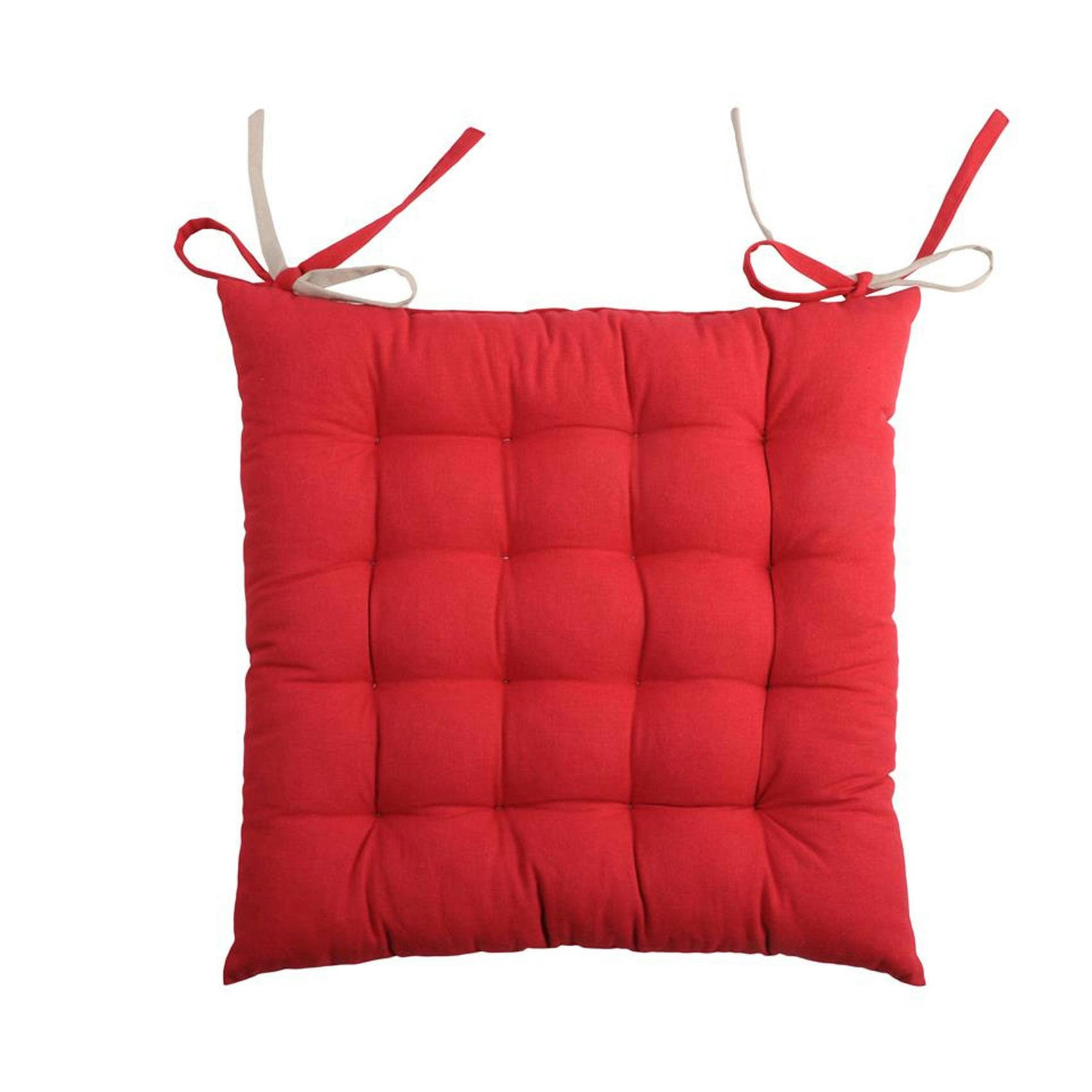 - Galette de chaise bicolore coton rouge 40x40 cm