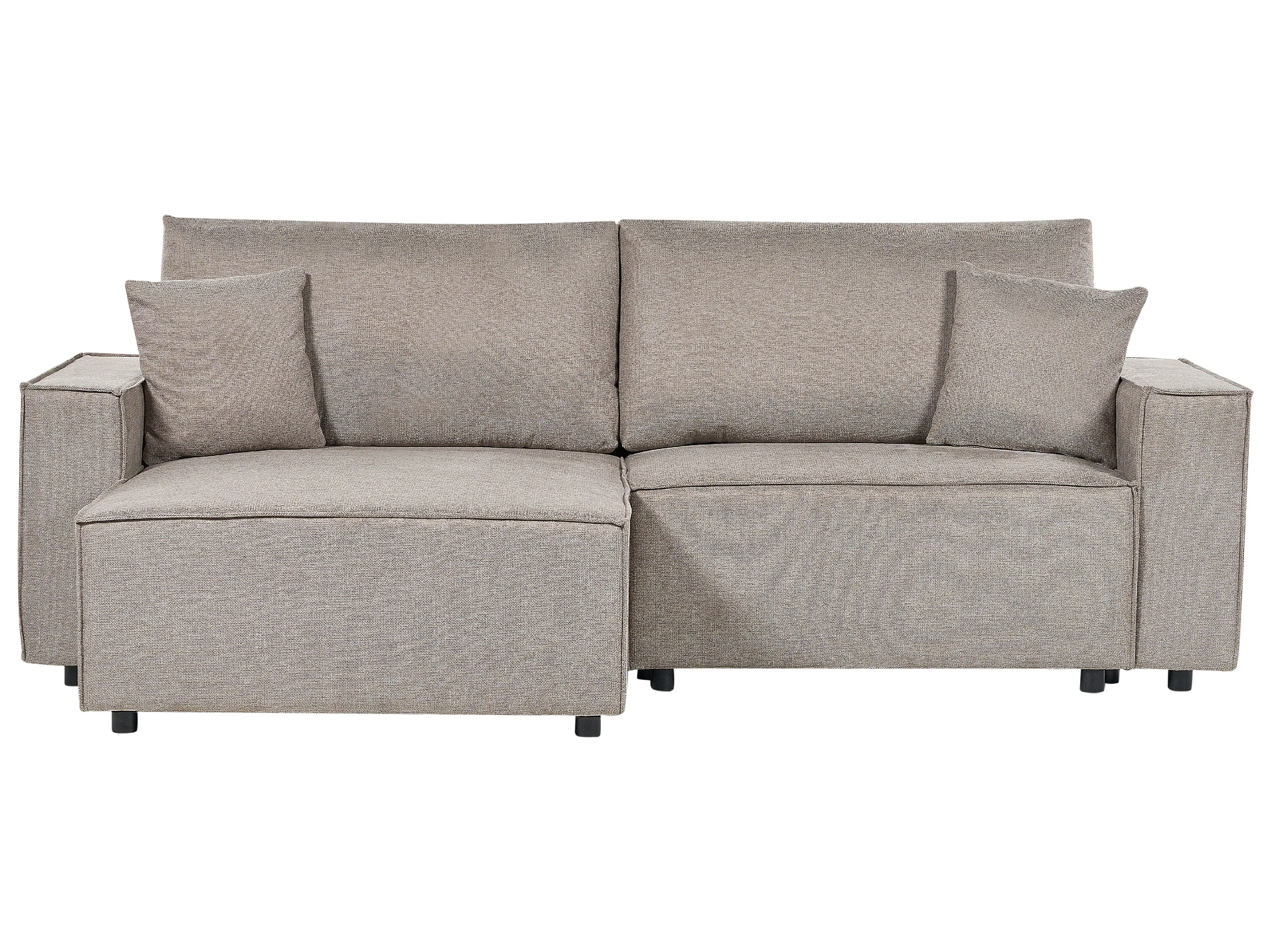 Sofa Bed 3 Seater KARILA Fabric Taupe with Storage Left Hand